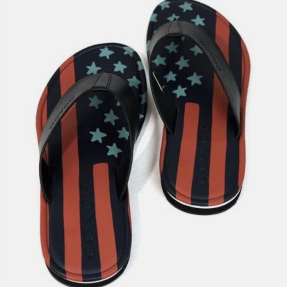 Coach Men's Rockaway Flip Flop Thong Sandals American Flag - Picture 3 of 4
